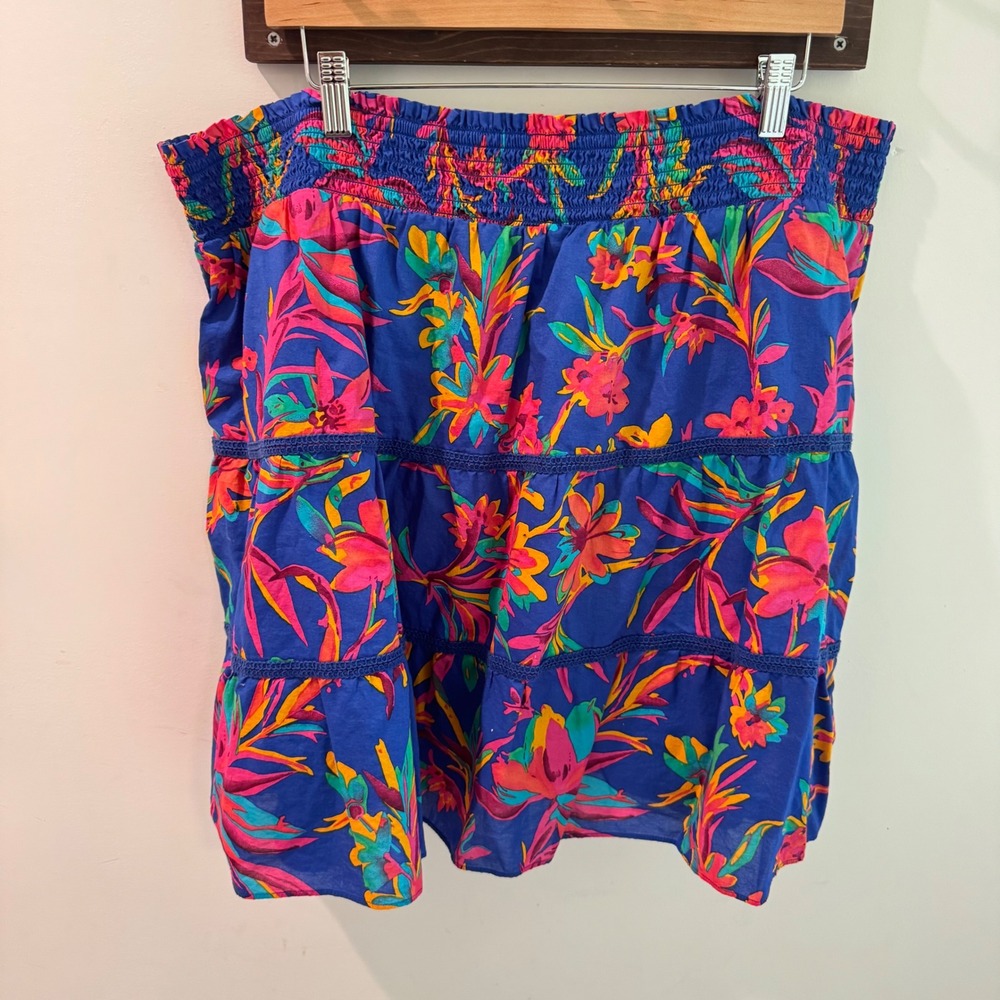 J.Crew Womens 2X Tropical Floral Matching Set Top and Tiered Skirt BR770 Blue - Picture 11 of 11